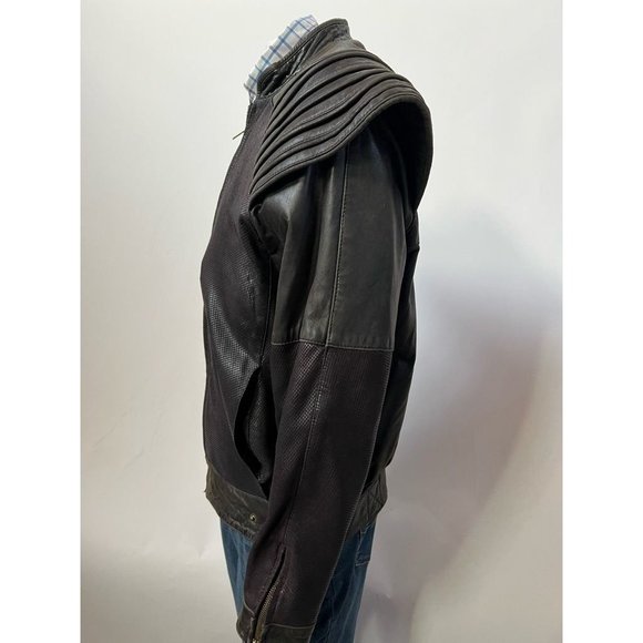Vintage Wilson Mens Biker Motorcycle Jacket Black Lined Mandarin Collar 42 - Picture 7 of 12
